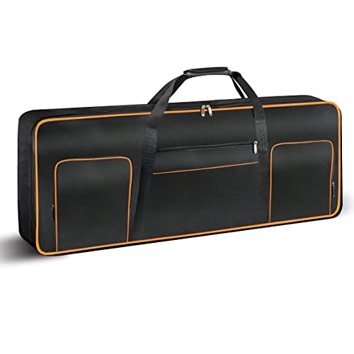 Ruibo 61 Key Keyboard Gig Bag Case,Portable Durable Keyboard Piano Waterproof 600D Oxford Cloth with 10mm Cotton Padded Case Gig Bag 40"x16"x6" - color: Orange
