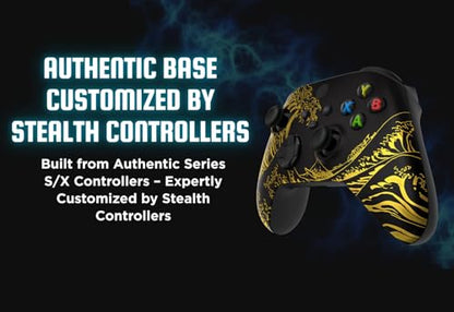 Stealth Controllers Wireless Controller for Xbox Series S, Xbox Series X, Xbox One - Soft Touch Feel - Custom Series S/X Controller (Black/Gold Waves) - color: Black/Gold Waves