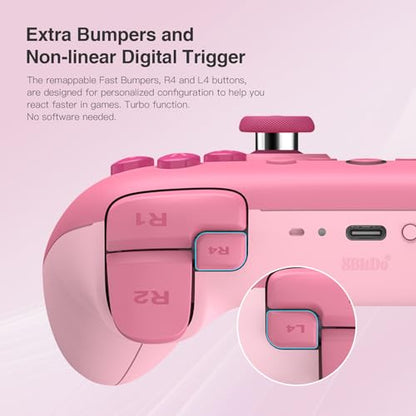 8Bitdo Ultimate 2C Bluetooth Controller for Switch/Switch 2 (Pink) | Hall Effect Joystick Update, Remappable L4/R4 Bumpers, 6-axis Motion Control, Rumble Vibration and Turbo Function - color: Pink