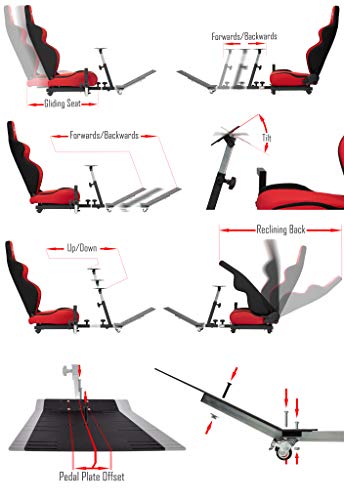 Advanced Racing Simulator Seat Driving Simulator Gaming Chair with Gear Shift Mount - color: Red