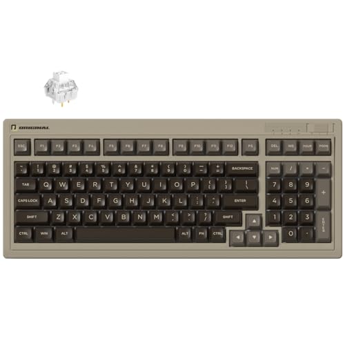 FL·ESPORTS OG98 Retro Tri-Mode Mechanical Keyboard, 96% Gasket Mount Hot Swappable Gaming Keyboard, SA Profile PBT Keycaps, 4000mAh for Mac/PC - Tactile Switches | Brown - color: 98 Keys-Brown, size: Tactile Switch
