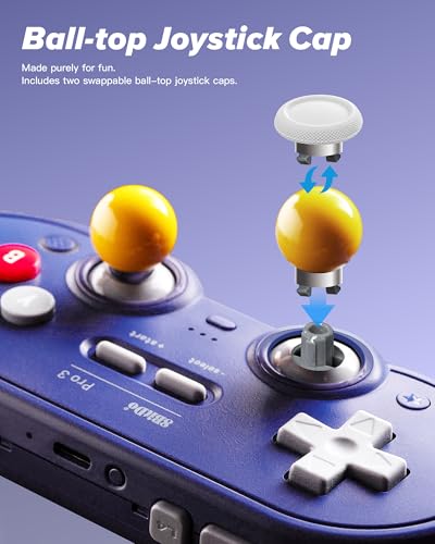 8Bitdo Pro 3 Bluetooth Controller with TMR Joysticks (Purple) | Swappable ABXY Buttons, Pro Back Buttons, Hall Triggers, Charging Dock, for Switch/Switch 2, Windows, Apple, SteamOS, Android - color: Purple, size: Pro 3