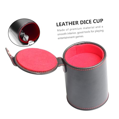 PU Leather Dice Cup with Double-Layer Lid Portable Dice Shaker for Bar Games Table Games Smooth Easy-Clean PU Material Professional Storage Container