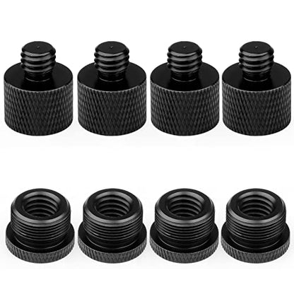Mic Stand Adapter 3/8 Female to 5/8 Male Microphone Stand Adapter and 5/8 Female to 3/8 Male Mic Thread Adapter for Blue Yeti Snowball Boom Arm Mic Stand Mount to Tripod, Combo 8 Pack by ChromLives - color: black