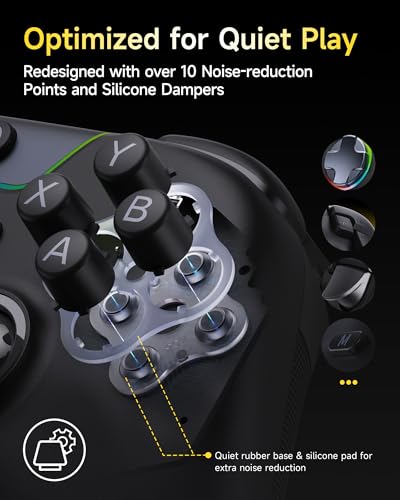 EasySMX X05Pro Wireless PC Gaming Controller with Smart Charging Dock – Full Quiet Buttons, Dual-Stage Linear Triggers, 8-Way D-Pad, Programmable Buttons, Hall Effect Joysticks, 1000mAh Long Battery Life, 1000Hz Polling Rate, Compatible with PC/Switch/And