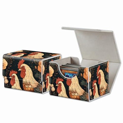 Strong Magnet Card Case Deck Box Mtg Card Box Playing Card Box Magic Deck Box Tcg Up to 200 Cards Creative Pattern Trading Card Storage Box for Collectible Card Games, Chickens And Flowers - color: Chickens And Flowers