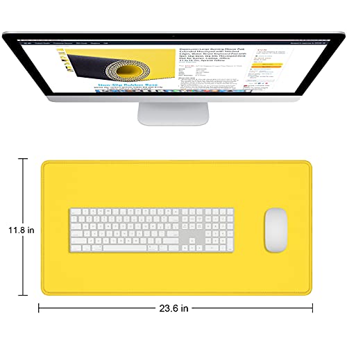 Dapesuom Large Mouse Pad, Extended Gaming Mouse Mat with Stitched Edges, Full Size Desk Mats with Non-Slip Base, Computer Big Desktop Keyboard Pad for Gamer, Laptop, Office, 23.6 x 11.8 in, Yellow - color: Apricot Yellow, size: 23.6L x 11.8W inches