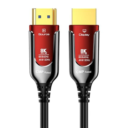100Ft Plenum Rated HDMI Cable(CMP), 8K 48Gbps Fiber Optic Ultra High Speed Long HDMI 2.1 Cord, in Wall Plenum-Rated Cable for Pipes, HDMI to HDMI, Male to Male - (100Ft/30M-CMP) - size: 100 ft