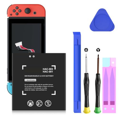 Battery for HAC-003, 3.7V 5180mAh【2026 Upgrade】 Higher Capacity Battery Replacement for Nintendo Switch Console HAC-001(2017) HAC-001(-01)(2019) OLED HEG-001(2021) with Repair Tool Kit