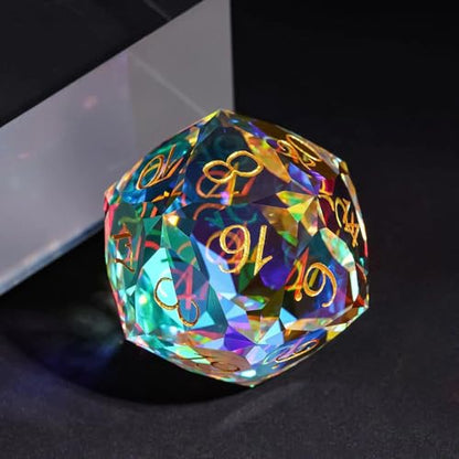 UDIXI 30mm D20 Prism Glass Dice Large Glass D20 Dice for RPG Tabletop Games | Multifaceted-Cut, Premium Gift Box, DM Gift, for Dungeons and Dragons Role Playing Games - color: D20 Glass Multifaceted