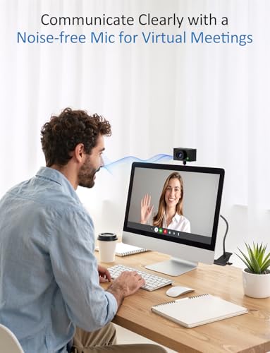 Webcam for PC, Streaming Camera, Web Camera for Desktop/Laptop Computer Webcam with Microphone, Plug and Play USB Web Cam with Bracket, Manual Focus, for Live Streaming, Video Calls (Black, 1080P)