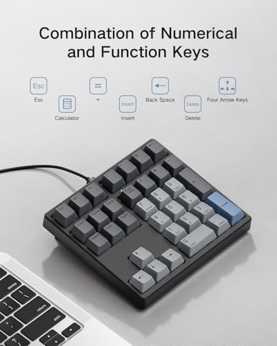 Kisnt MF34 Mechanical Numpad, Full-Function for Heavy Excel Financial | QMK/VIA Programmable, Wired 34 Keys Hot Swappable, Custom RGB with PBT Keycaps for Laptops PC Compact Keyboards