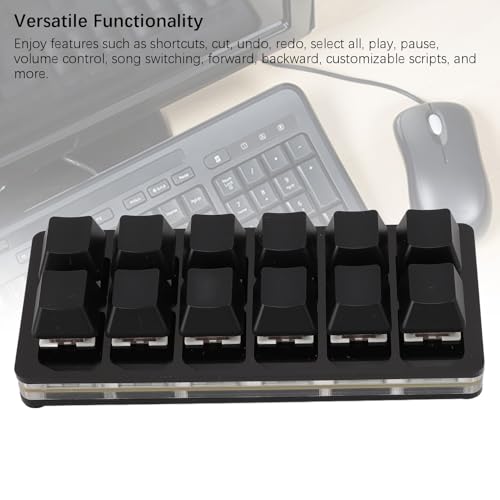 LICAEVEY One Handed Macro Mechanical Keyboard, 12 Keys Hot Swappable RGB Gaming Keypad, Programmable Mini Red Switch Keyboard, for OS X, for for Pi (Black)