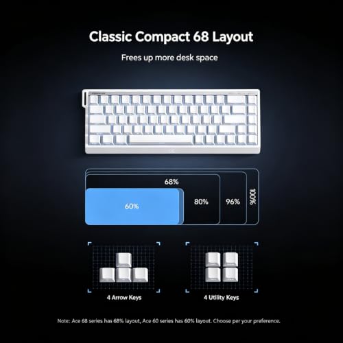 MCHOSE ACE 68 V2 Magnetic Switch Keyboard,65% Hall Effect Rapid Trigger Wired Gaming Keyboard with 0.001mm Adjustable Actuation 8K Hz Polling Rate RGB Backlit Side Printed Keycaps for Esports (White) - color: ACE68 V2-White Topographic