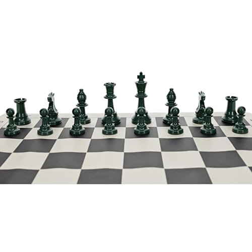 WE Games Color Bright Plastic Staunton Tournament Chess Pieces with 3.75 in. King - Half Chess Set of Chess Pieces Only, Army Green - color: Army Green