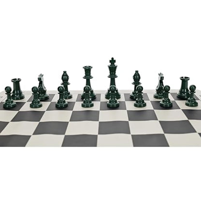 WE Games Color Bright Plastic Staunton Tournament Chess Pieces with 3.75 in. King - Half Chess Set of Chess Pieces Only, Army Green - color: Army Green