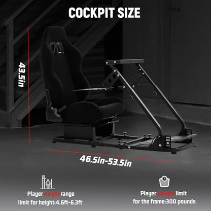 Dardoo Flight Sim Cockpit With Seat Adjustable Racing Wheel Stand for Driving and Flight Fit for Thrustmaster T80 T150 HOTAS Warthog, for Logitech G920 G923 Without Wheel Shifter and Pedal