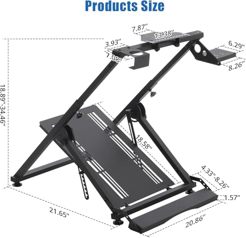MilleLoom Racing Wheels Stand Sim Racing Wheel Stand Simulator Cockpit Stand Racing Steering Shifter Mount Fit for G25 G27 G29 G920 G923 Gaming Pedals Height Adjustable Foldable Gaming Steering Wheel