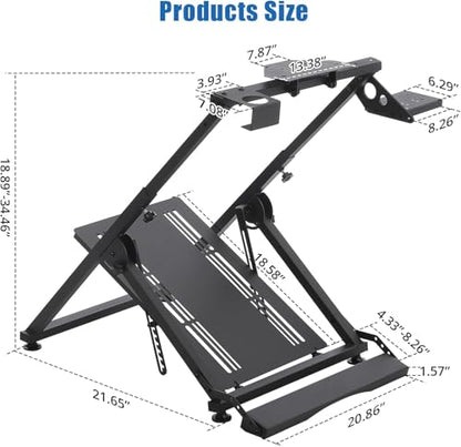 MilleLoom Racing Wheels Stand Sim Racing Wheel Stand Simulator Cockpit Stand Racing Steering Shifter Mount Fit for G25 G27 G29 G920 G923 Gaming Pedals Height Adjustable Foldable Gaming Steering Wheel