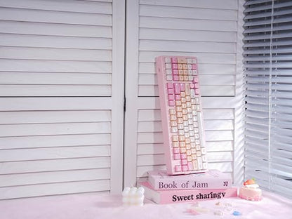 ZORNHER ZH980 Pink Mechanical Keyboard,95% Cat Keyboard Cute,Kawaii Kitty Keycaps,Pink Gaming Keyboard with Number Pad,Jelly Ceramic Keycap,Creamy Sounding Switches - color: Ceramic Kitty, size: Creamy Switch
