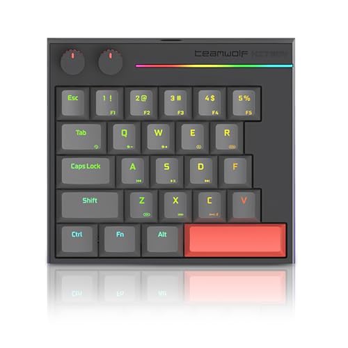 FKZ HK25 One Handed Gaming Keyboard,Magnetic Switch Hall Effect Rapid Trigger Custom RGB Wired Hot Swap Mechanical Keyboard Adjustable Actuation 25 Keys Macro Keypad, 8K Hz Polling Rate (Black) - color: Black