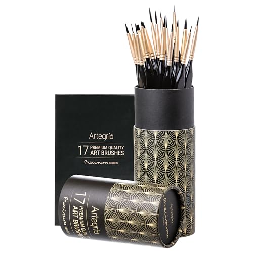 Detail Paint Brush Set, 17 Fine Tip Miniature Brushes | Ergonomic Handles, For Small Scale Models, Figurines and Paint by Numbers for Adults - color: Black - 17pcs