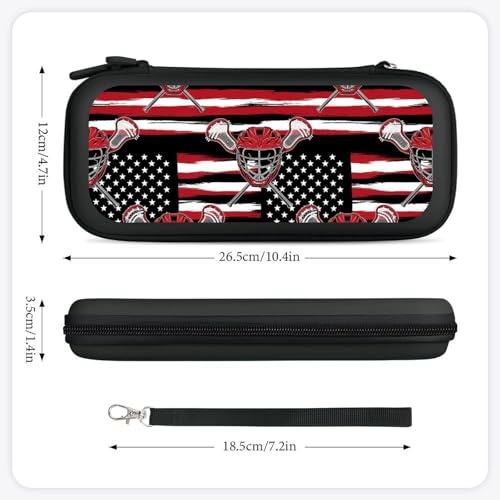 PPIKTC Portable Hard Shell Case Compatible with Nintendo Switch, Travel Carrying Storage Bag with 15 Game Cartridges, Lacrosse American Flag - color: Design (332)