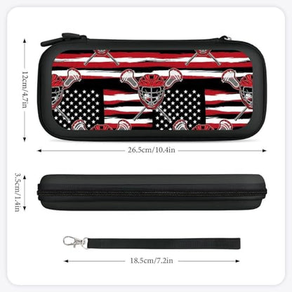 PPIKTC Portable Hard Shell Case Compatible with Nintendo Switch, Travel Carrying Storage Bag with 15 Game Cartridges, Lacrosse American Flag - color: Design (332)