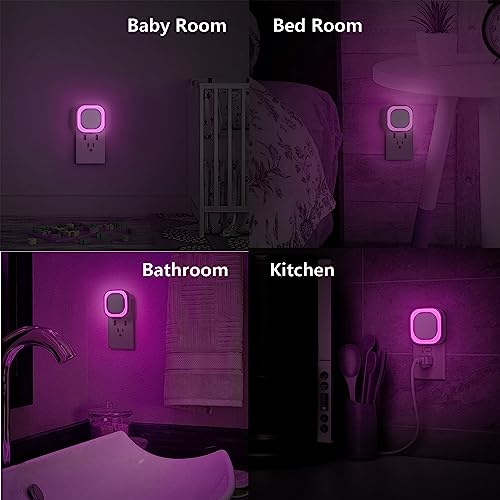 2 Pack Pink Night Light Plug into Wall, Dimmable Light for Bedroom | Auto Dusk to Dawn Sensor, Eye-Care Reflected Glow, LED Nightlight, Pink Lamp for Princess-Themed Bedroom, Bathroom, Adults - color: Pink