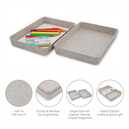 2pc Letter Size Felt File Folder Holder Oatmeal Document Paper Tray - color: Oatmeal