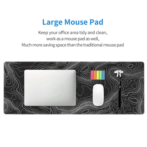 Large Gaming Mouse Pad Desk Mat, Topographic Contour Extended Keyboard Mouse Pad Mousepad with Non-Slip Base and Stitched Edge Mouse Mat Desk Pad Mouse Pads for Desk Home Office, 31.5 x 11.8 - color: Topographic Contour