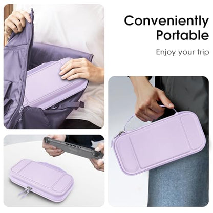 FINTIE Carrying Case for Nintendo Switch 2 (2025), Shockproof Hard Shell Switch 2 Case, Protective Cover Travel Bag with 19 Game Card & 2 Micro SD Card Slots & Inner Pocket, Lilac Purple - color: Lilac Purple