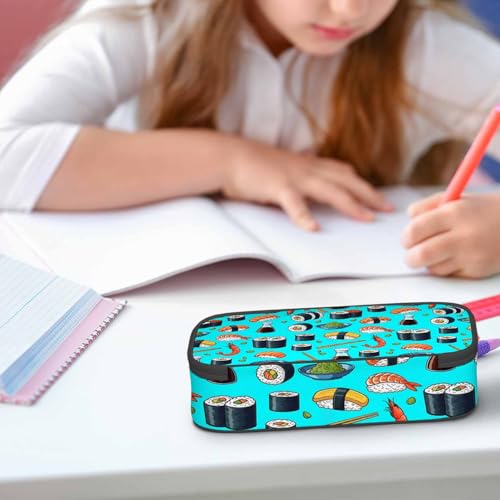Sushi Rolls Pencil Case Seafood Prawn Chopsticks Japanese Asian Food Pencil Bag Pouch Box Organizer for School Student Boy Girl Office - color: Sushi Rolls
