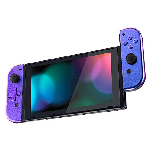 eXtremeRate Chameleon Purple Blue Joycon Handheld Controller Housing (D-Pad Version) w/Full Buttons, DIY Replacement Shell Case for Nintendo Switch & Switch OLED Joy-Con – Console Shell NOT Included - color: Chameleon Purple Blue