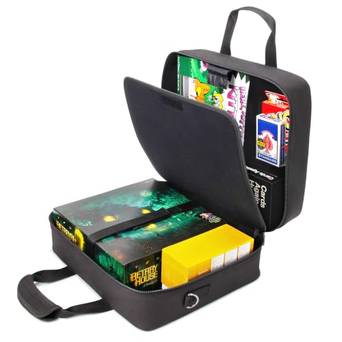 USA Gear Board Game Bag Fits Catan, Cards Against Humanity, Monopoly, Battleship, Sequence, Ticket to Ride & more - Board Game Storage Bag with Customizable Interior, Padded Shoulder Strap (Black) - color: Black