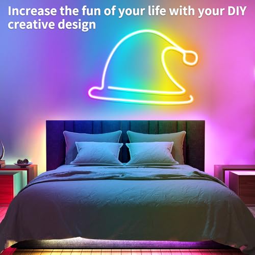 32.8ft LED Neon Lights with Remote and APP Control, IP65 Waterproof Flexible Neon Strip Lights 24V RGB LED Rope Lights for Bedroom,Living Room,DIY Decoration（with Snap &Screws） | Flexible Neon Strip Lights 24V RGB LED Rope Lights for Bedroom,Living Room,D