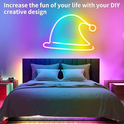 32.8ft LED Neon Lights with Remote and APP Control, IP65 Waterproof Flexible Neon Strip Lights 24V RGB LED Rope Lights for Bedroom,Living Room,DIY Decoration（with Snap &Screws） | Flexible Neon Strip Lights 24V RGB LED Rope Lights for Bedroom,Living Room,D