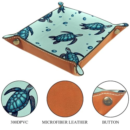 Dice Trays Turtles Ocean Holder Storage Box for Dice Games Like RPG DND, Leather Dice Holder Portable Folding Rolling Dice Tray, 16x16cm - color: Multi 9