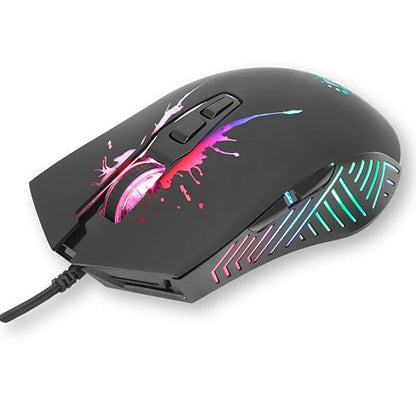 MANHATTAN RGB LED Wired Optical USB Gaming Mouse - 7200 DPI, Ergonomic Shape, 7 Buttons, Color-Changing LEDs, Low-Friction Base, Computer Mouse for Laptop, Extra-Long Braided Cable - 190121 | DPI USB pointer with seven controls, RGB lighting, smooth glide