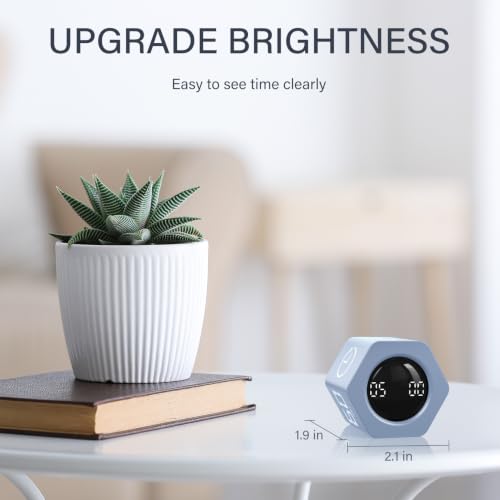 Rotating Pomodoro Timer 5, 25, 10 30,60 Mins Preset Stopwatch, Desk Flip ProductivityTimer, ADHD Tool Hexagon, Vibration/Mute/Alarm, for Work, Study, Back to School, Kitchen, Blue - color: Blue