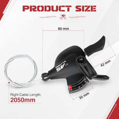 WEEROCK Bike Shifter Lever 9 Speeds Right Thumb Gear Shift Lever for MTB | 2:1 Pull Ratio, Gear View Window, Smooth Shifting, for Mountain Bike, Touring Bike, Fold Bike, Flat-bar Road Bike, Kid Bike - color: Right 9 Speed