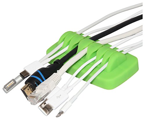Heaviest Cable Organizer on The Market! Compact and Weighted Desktop Cord Holder and Cable Organizer, Eco-Friendly Silicone, No Bad Smell, Bundled with 4 Reusable Cable Ties! (Green) - color: Green, Standard