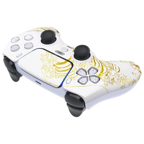 ProControllers LLC Custom Wireless Controller for PS5 - Hand Airbrushed & Multiple Designs Available (Gold Wave) - color: Gold Wave