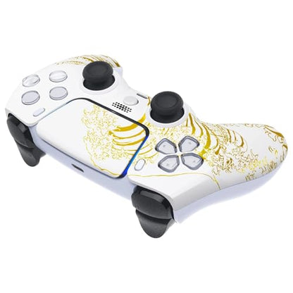 ProControllers LLC Custom Wireless Controller for PS5 - Hand Airbrushed & Multiple Designs Available (Gold Wave) - color: Gold Wave