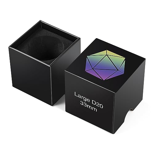 D20 DND Dice DNDND 33mm Large Metallic Die with Gorgeous Gift Box for Dungeons and Dragons (Purple Stripe) - color: Metal 33mm Purple