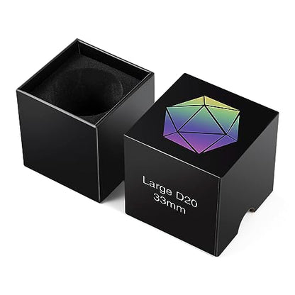 D20 DND Dice DNDND 33mm Large Metallic Die with Gorgeous Gift Box for Dungeons and Dragons (Purple Stripe) - color: Metal 33mm Purple