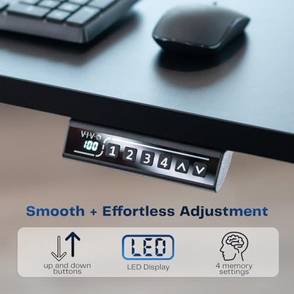 VIVO Black 71 x 30 in Standing Desk, DESK-KIT-1B6-P3B-71 | Electric, Holds 220 lbs, Sit Stand, Height Adjustable, Cable Tray, Full-Size Mouse Pad, Office Furniture, Black Frame - color: Black Top / Black Frame, size: 71 x 30