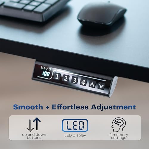 VIVO Black 60 x 30 in Standing Desk, DESK-KIT-1B6-P3B | Electric, Holds 220 lbs, Sit Stand, Height Adjustable, Cable Tray, Full-Size Mouse Pad, Office Furniture, Black Frame - color: Black Top / Black Frame, size: 60 x 30