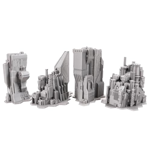 Tabletop Terrain 6mm Sci-Fi Cityscape Bundle 4 with Hexes for Miniatures Games Such as Epic Battletech Adeptus Titanicus (Bundle 4 with Hexes) - size: Bundle 4 with Hexes