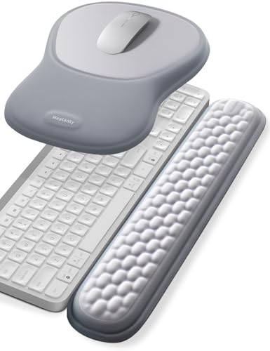 meatanty Keyboard and Mouse Pad Wrist Rest Set, Ergonomic Wrist Pad Support, Computer Hand Palm Rest Combo, Memory Foam Typing Desk Accessories Carpal Tunnel Cushion, Laptop Office Home - Blue & Gray - color: Misty Blue and Light Gray